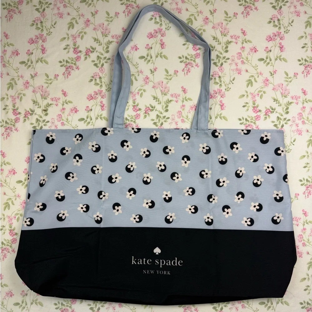 Kate Spade Large Polka Dot Reusable Floral‎ Shopping Tote Eco Friendly